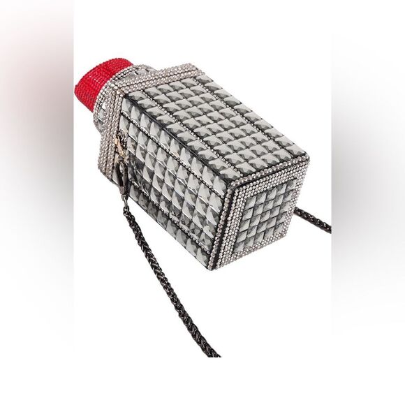 SUPER CUTE Red Dark Grey Lipstick Purse with Detachable Strap